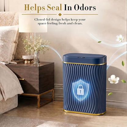 Ogikey Bathroom Small Trash Can with Automatic Touchless Lid, 2.6 Gallon Smart Garbage Can Narrow Waterproof Trash Bin for Bedroom, Office, Living Room