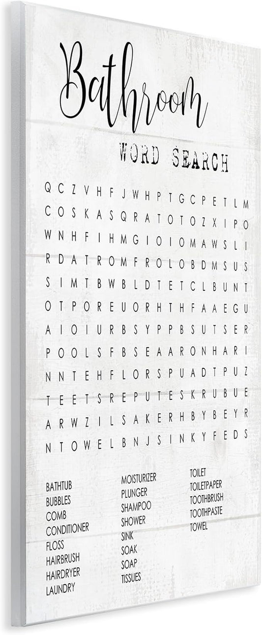 Stupell Industries Bathroom Word Search Fun Family Word Design Wall Plaque Art Design By Artist Daphne Polselli 13 x 19 | Stupell Industries · By Lil' Rue · Hand finished · Ready to hang · Made in USA