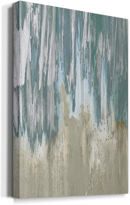 Renditions Gallery Canvas Wall Art Modern Paintings & Prints Decorations Blue Grey Waterfall Canvas Abstract Wall Hanging Artwork Prints for Bedroom Living Room Office - 18"x27" LT02