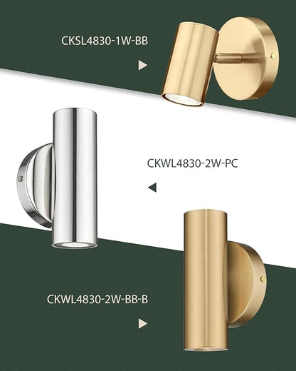 2-Light Wall Light, Brass Gold Wall Sconce, Indoor Up and Down Wall Lamp with Cover for Bedroom Bathroom Stair Entryway, Update WL4830-2W-BB-B