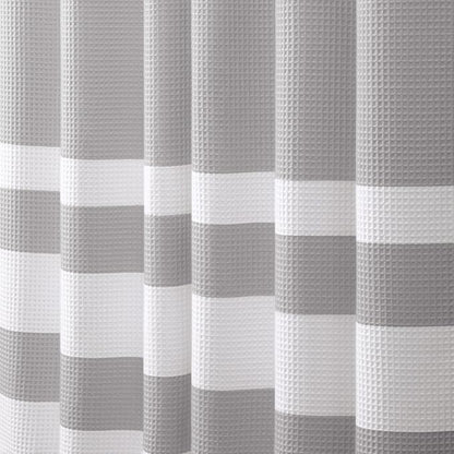 Grey Shower Curtain Cotton Waffle Stripe Shower Curtains for Bathroom 54"x72"
