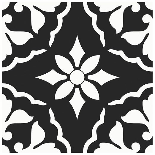 MORCART 20PCS 7.87" x 7.87" Peel and Stick Floor Tile, Black & White Retro | Self-Adhesive DIY Vinyl Flooring, Removable and Waterproof Tile Sticker for Bathroom, Kitchen, Wall, Bedroom, Stairs