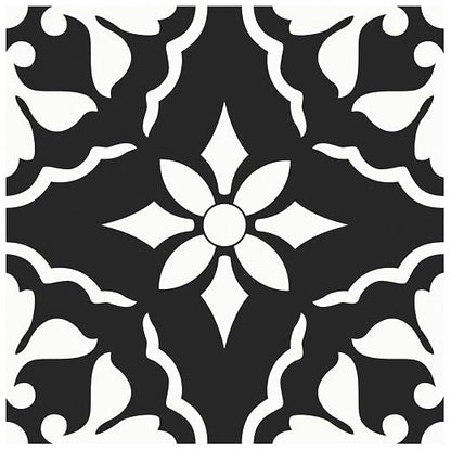 MORCART 20PCS 7.87" x 7.87" Peel and Stick Floor Tile, Black & White Retro | Self-Adhesive DIY Vinyl Flooring, Removable and Waterproof Tile Sticker for Bathroom, Kitchen, Wall, Bedroom, Stairs