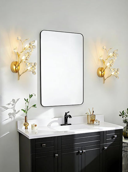 3-Light Gold Crystal Wall Sconce ModernVanity Light for Living Room BedroomHallway Bathroom Dressing Table