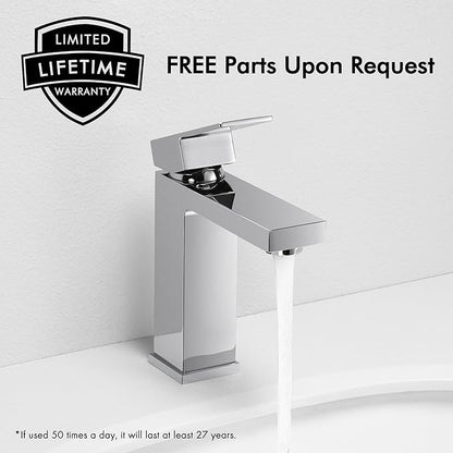 KES Chrome Bathroom Sink Faucet Single Hole Bathroom Faucets Single Handle for Modern Washroom Vanity RV Farmhouse Sink cUPC Certified Lead-Free, L3120ALFF12-CH