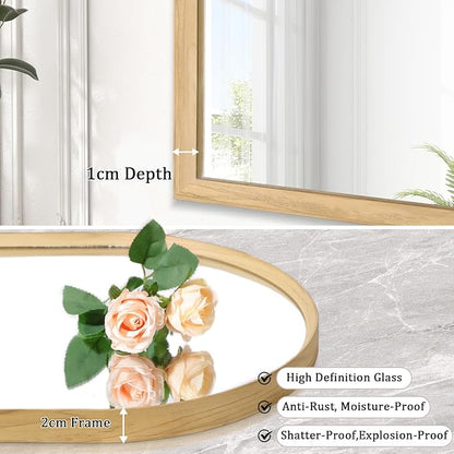 Arched Mirror Bathroom Wall Mirror 16"x12" Brushed Metal Vanity Wall Mounted Mirror for LivingRoom Bedroom Entryway Room Home Decor