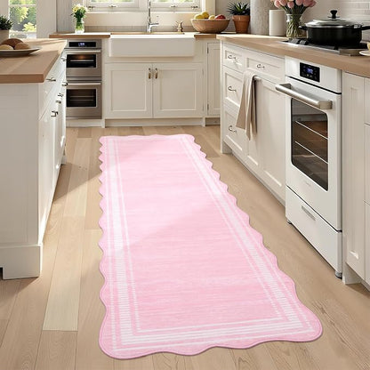 Garvee Washable 2x6 Pink Rug Runners Kitchen Rug | 2x6 Kitchen Area Rug with Non Slip Backing, Modern Abstract Neutral Solid Rugs Soft Carpet for Indoor Backdoor Bedroom