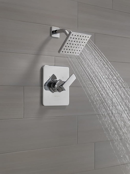 Delta Velum 14 Series Shower Faucet Set, Chrome Shower Head and Handle Set, Valve Trim Kit, Chrome T14237 (Valve Not Included)