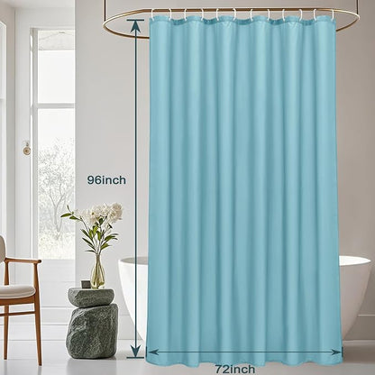 AooHome 72x96 inch Fabric Shower Curtain Liner, Waterproof Extra Long Bathroom Curtain for Hotel with Hooks, Weighted Hem, Blue