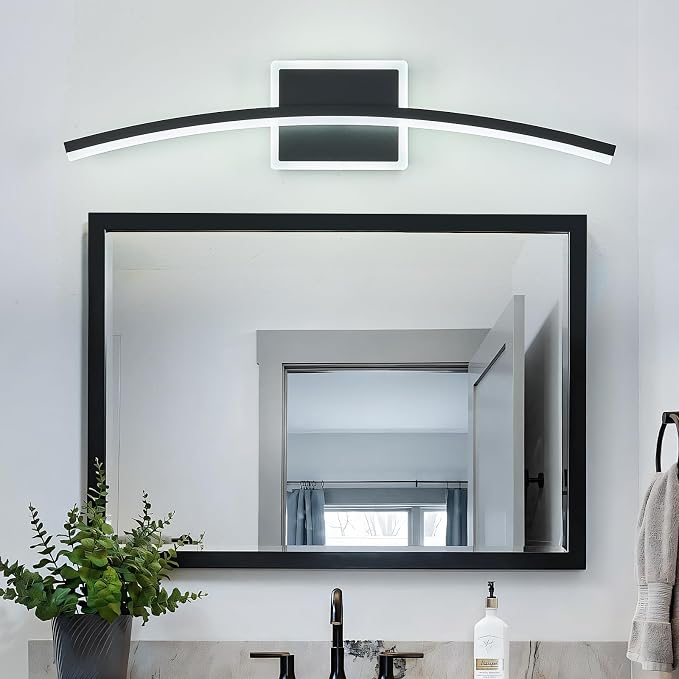 Benkut Modern LED Wall Sconce Black Light Fixtures Over Mirror Modern Bath Wall Lighting for Bathroom, Dimmable Vanity Light for Bathroom(5CCT 23.6Inch)