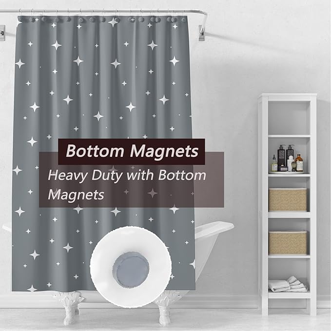 Black Shower Curtain Liner, 4G PEVA Shower Liner, Plastic Peva Waterproof Shower Curtains, 72x72 inch with Grommet Holes 3 Magnetic Weights