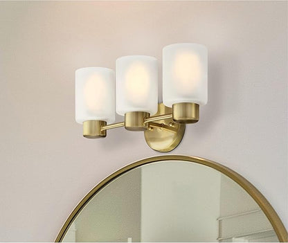 Westinghouse 6126700 Sylvestre Transitional Three Light Wall Fixture, Champagne Brass Finish, Frosted Glass
