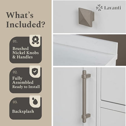Lavanti Oakford 36 Inch Bathroom Vanity with Sink – Stylish White Vanity Bathroom with Storage Cabinet – Modern Bathroom Vanities with Single Vanity Sink & Quartz Countertop