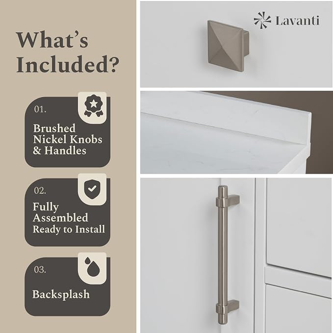 Lavanti Oakford 36 Inch Bathroom Vanity with Sink – Stylish White Vanity Bathroom with Storage Cabinet – Modern Bathroom Vanities with Single Vanity Sink & Quartz Countertop