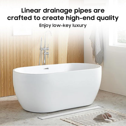 DLONE® Linear Shower Drain - 60 Inch Brushed Nickel, with Tile Insert Panel | AISI 304 Stainless Steel Linear Drain, Rectangle Shower Floor Drain, with Adjustable Feet, Fits Bathroom & Balcony etc