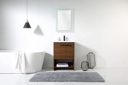 Phoenix 24 Inch Bathroom Vanity with Sink – Modern Design, Soft-Close Doors, Storage Drawers, Durable Build – Walnut Vanity for Small Bathrooms (Full Assembly Required)