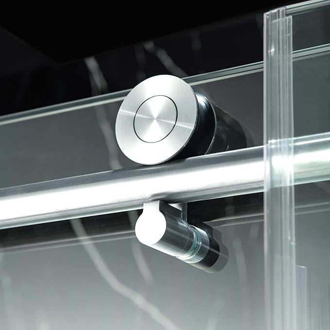 Woodbridge Frameless Sliding Shower Doors with Soft Close System, 57.5-60" Width x 76" Height with 3/8"(10mm) Clear Tempered Glass in Polished Chrome Finish, BSDC6076-C