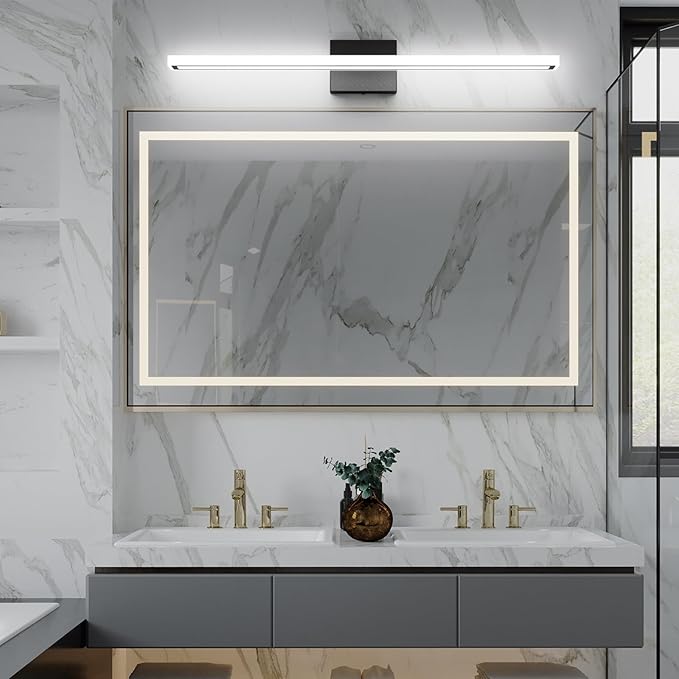 31.5inch Black LED Bathroom Vanity Light Bar 24W Modern Bath Light Fixture Over Mirror Vanity Light Cool White 6000K