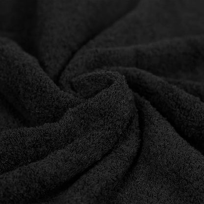 Amazon Basics 6-Piece Highly Absorbent Fade-Resistant Towel Set, 100% Cotton Towels for Bathroom, Soft, 2 Bath Towels, 2 Hand Towels, 2 Washcloths, Black