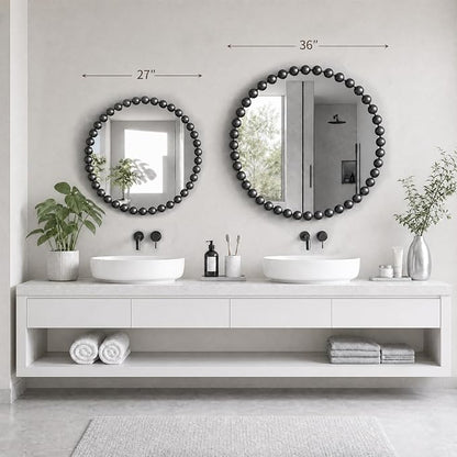 Madison Park 36 inch Black Round Mirror, Round Mirrors for Wall Decor, Metal Frame Circle Mirror for Bathroom, Living Room, Round Wall Metal Art Mirror