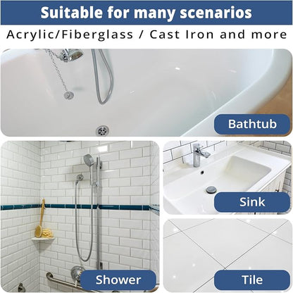 DWIL Tub Paint, Tub and Tile Refinishing Kit with Tools, White Bathtub Paint Water Based &Low Odor, Easy to Use for Sink Bathroom Shower, Semi-Gloss White 3 Pack/150sq.ft