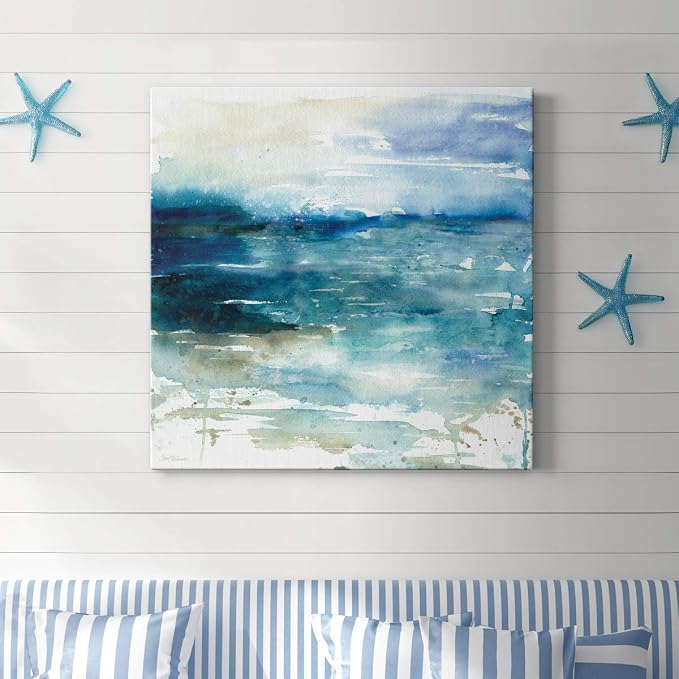 Renditions Gallery Ocean Break Wall Art, Premium Gallery Wrapped Canvas Decor, Ready to Hang, 40 in H x 40 in W, Made in America Print