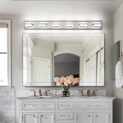 PRESDE 6-Light Bathroom Light Fixtures Over Mirror Brushed Nickel LED Vanity Light for Bathroom Modern Bath Wall Lighting