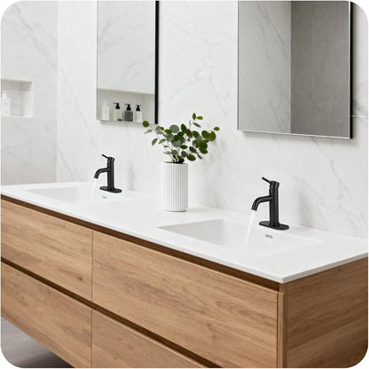 Matte Black Bathroom Faucet Single Handle Bathroom Sink Faucet | with Pop-up Drain & Deck,Supply Hoses,Stainless Steel Bathroom Sink Faucet 1/3 Hole,Water-saving aerator,Fits home,RV