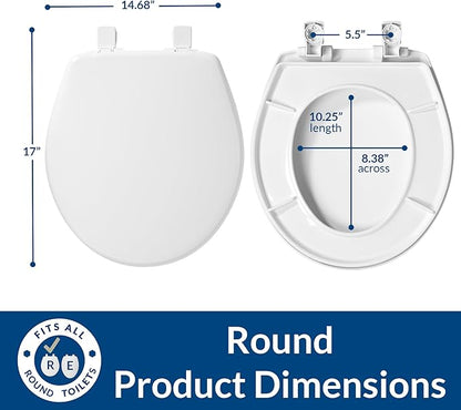 Bemis 730SLEC Slow Close Toilet Seat, Easy Clean Hinges and Durable Plastic Seat, Made in USA, Round, Bone (Pack of 2)