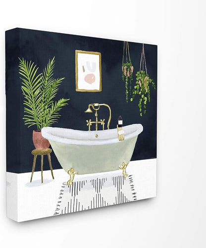 Stupell Industries 'Designer Bathroom Blue Gold Design'| Canvas Art | Stupell Industries | 30 x 30 Inches, Easy to Hang and Sturdy, Made in USA, by Victoria Borges