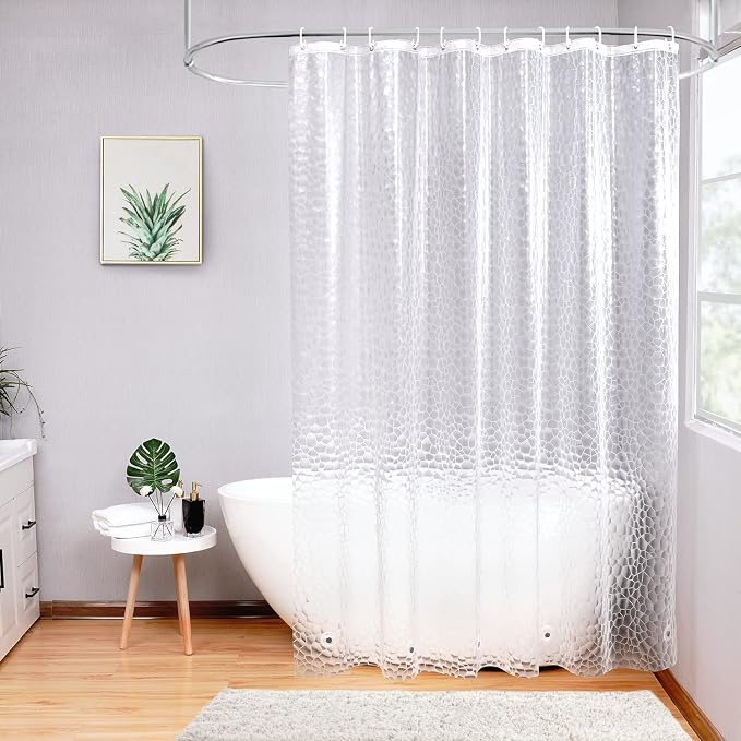 AooHome 48x72 Inch Stall Shower Curtain Liner, EVA 3D Water Cube Narrow Shower Curtain, Water Repellent Shower Liner, Heavy Duty, Semi Transparent