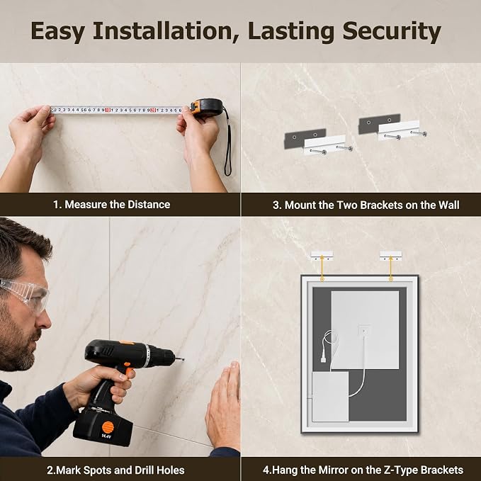 20"x30" LED Bathroom Mirror with Lights, Anti-Fog, Backlit+Frontlit | CRI 95, Stepless Dimmable, 3 Colors Lighting, Shatterproof Tempered Glass, HD Reflection, Memory, (Horizontal/Vertical)