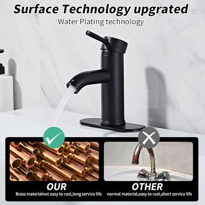 Black Bathroom Sink Faucet Single Handle Bathroom Faucet Modern RV Faucet Commercial Washbasin Faucet Countertop Installation 1 Hole or 3 Holes