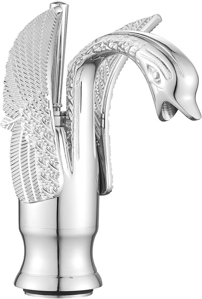 Chrome Bathroom Faucet Swan Shape Single Handle One Hole Bathroom Vanity Faucet Basin Tap Deck Mount Lavatory