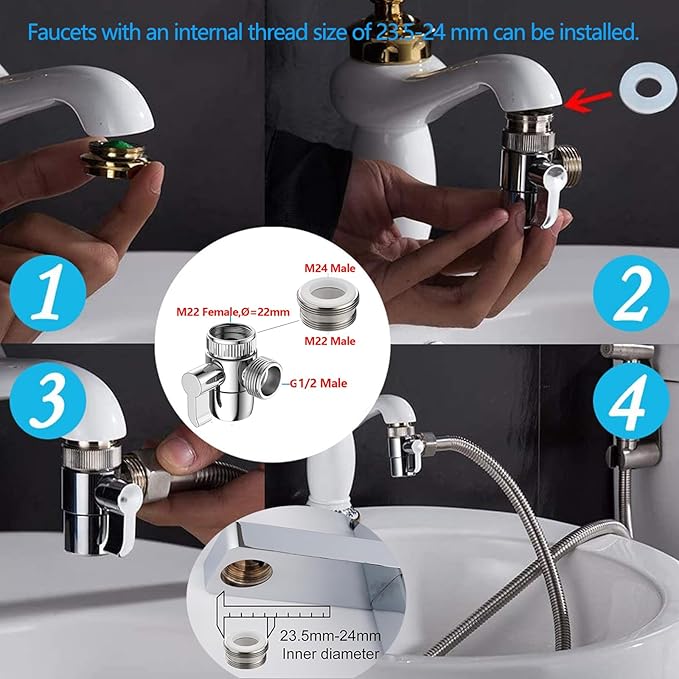 Bidet Toilet Sprayer, Sink Faucet Hose Attachment, Non-Leakage Stainless Steel Brushed Toilet Cleaner Wall for Women Washing, Baby Diaper Cleaner