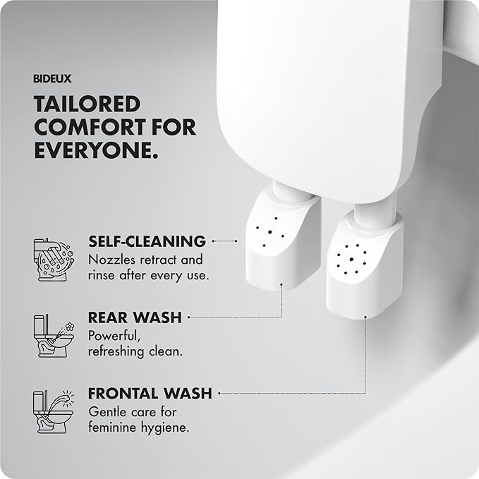 Core 1.0 -Ultra-Slim Non-Electric Bidet Attachment for Toilet – Dual Nozzle, Adjustable Water Pressure, Easy DIY Installation, Self-Cleaning Sprayer, Eco-Friendly Design (White)