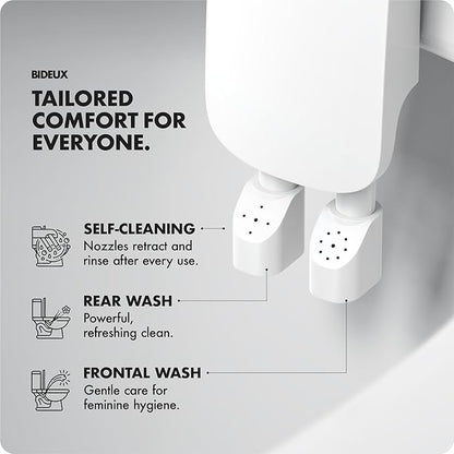 Core 1.0 -Ultra-Slim Non-Electric Bidet Attachment for Toilet – Dual Nozzle, Adjustable Water Pressure, Easy DIY Installation, Self-Cleaning Sprayer, Eco-Friendly Design (White)