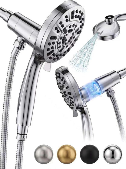 High Pressure Handheld Shower Head Chrome,9 Function Sprays Magnetic Rain Shower Head with Handheld,Anti-clog Nozzles, Built-in Power Wash to Clean Tub