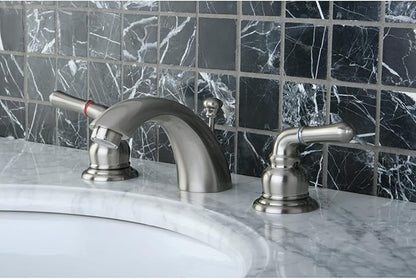 Kingston Brass KB954 Magellan II 4-Inch to 8-Inch Mini Widespread Lavatory Faucet with Metal lever handle, Polished Brass, Polished Chrome (Not CA/VT Compliant)