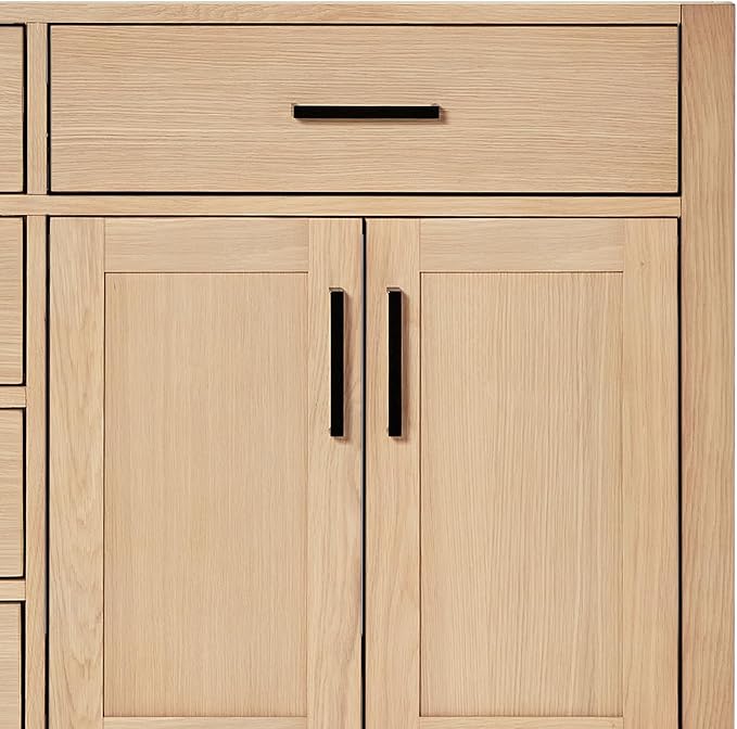 ARIEL Hepburn 72-inch Bathroom Vanity Base Cabinet,Solid Wood, 4 Soft Closing Doors, 6 Dovetail Drawers, White Oak