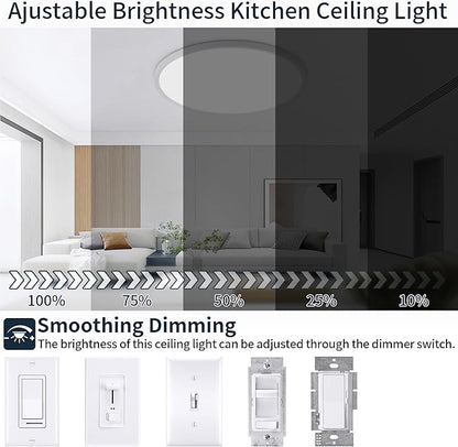 MOONSEA 20 Inch LED Dimmable Ceiling Light Fixture 40W - Round Flush Mount Adjustable 3000K/4500K/6000K Large Kitchen Light Fixture, 4000lm Hallway Light Fixtures for Bedroom, White