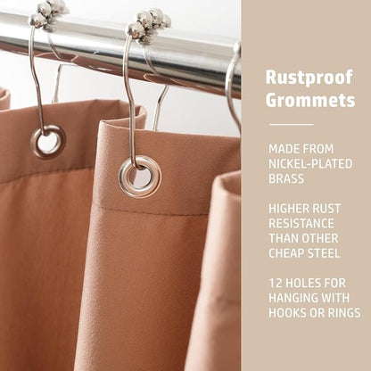 Felisa Mocha Mousse Fabric Shower Curtain Liner with 3 Large Magnets, Waterproof & Soft Cloth Shower Curtain Liner,Washable Shower Curtain for Bathroom,72 x 72 inches,Cortinas de Baño