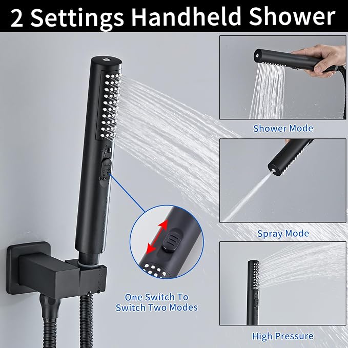 Handheld Shower Head，High Pressure Shower Head,Water Saving Detachable Shower Wand with Solid Brass Body and 5 ft Flexible Hose, Easy to Clean and Durable (Cylinder Head)