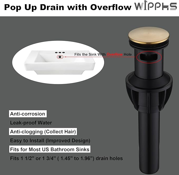 Gold Bathroom Sink Faucet Centerset, Stainless Steel Brushed Gold Faucet for Bathroom Sink with Pop Up Drain Assembly and cUPC Supply Lines, 4 in Center Set 2 Handle Bathroom Faucet Matte Gold