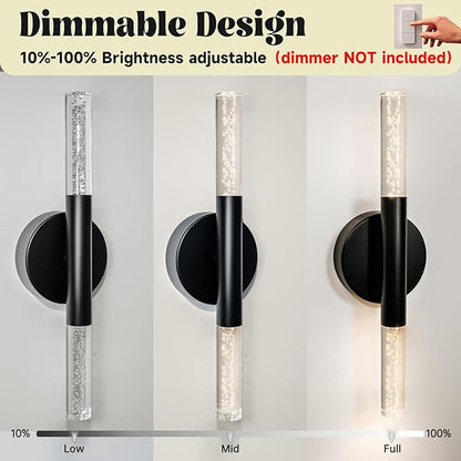 LED Bathroom Vanity Lights,16 inch Bathroom Light Fixtures Over Mirror,3000K Natural Warm Light, ETL＆UL Listed, Modern Wall Sconce for Bedroom,Living Room,Hallway,Black