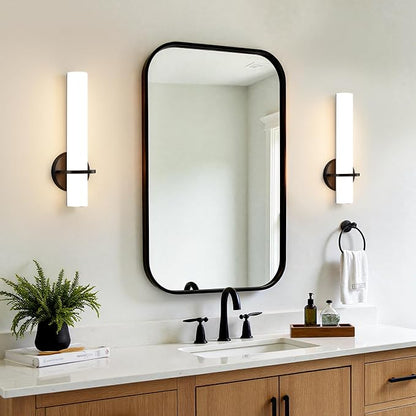 Black Wall Sconces Set of 2, 15-inch Bathroom Sconces 5CCT LED Dimmable Modern Wall Lights for Bedroom Living Room Hallway (Hardwired)