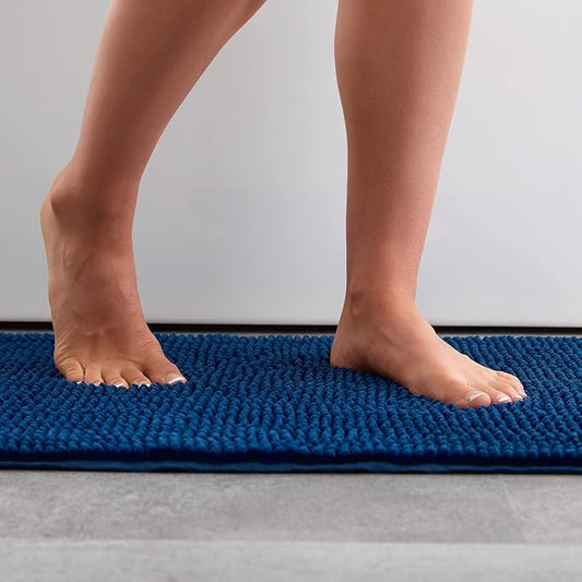 Linenspa Chenille Bath Mat— 1 Piece, Non Slip, Water Absorbent, Fast Drying, Machine Washable, Bath Rug For Bathroom - Dorm Room Essentials