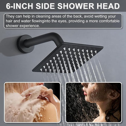 Shower System Brass Thermostatic Shower Faucet Set With Valve and Diverter Shower Mixer With Rain Head and Handheld High Pressure Square Rainfall