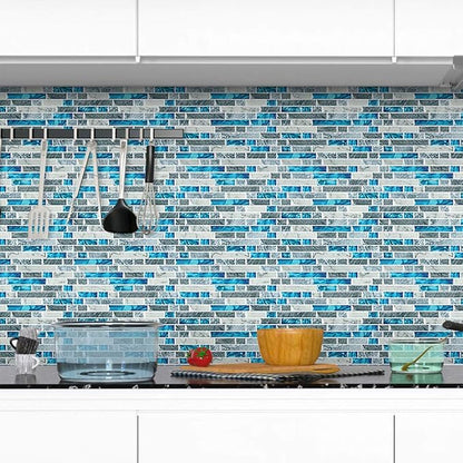 STICKGOO 10-Sheet Peel and Stick Backsplash Tiles Blue, Self Adhesive Kitchen Backsplash in Sapphire (Thicker Design)