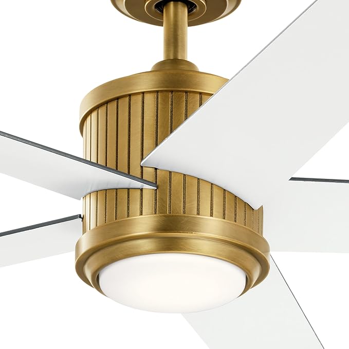 Kichler 52 Inch Gentry Lite Ceiling Fan, Industrial LED Light Ceiling Fan in Distressed Black, (14.25" H x 52" D), 300241DBK
